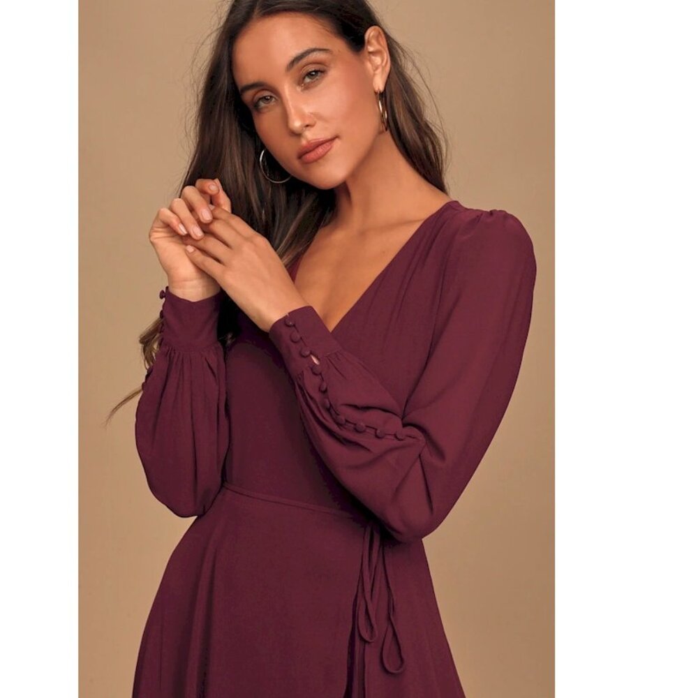 Lulu's Plum Maxi Wrap Dress - Picture 2 of 5